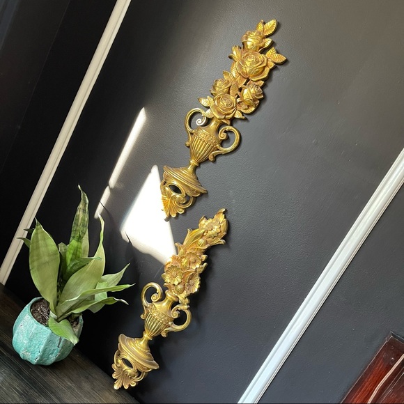 dart Other - vintage mid century gilded floral wall sculptures
